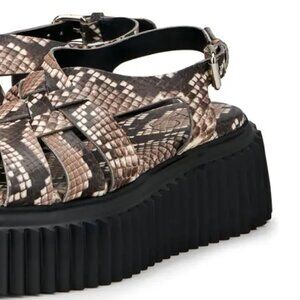 AGL Violante Platform Slingback Sandals 9.5 (39.5), Fog/Nero, NEW